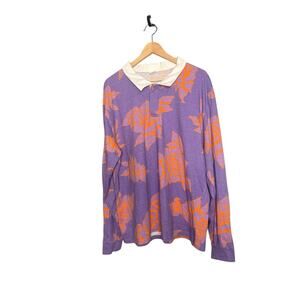 Urban Outfitters Purple & Orange Floral Rugby Polo -
Size Large